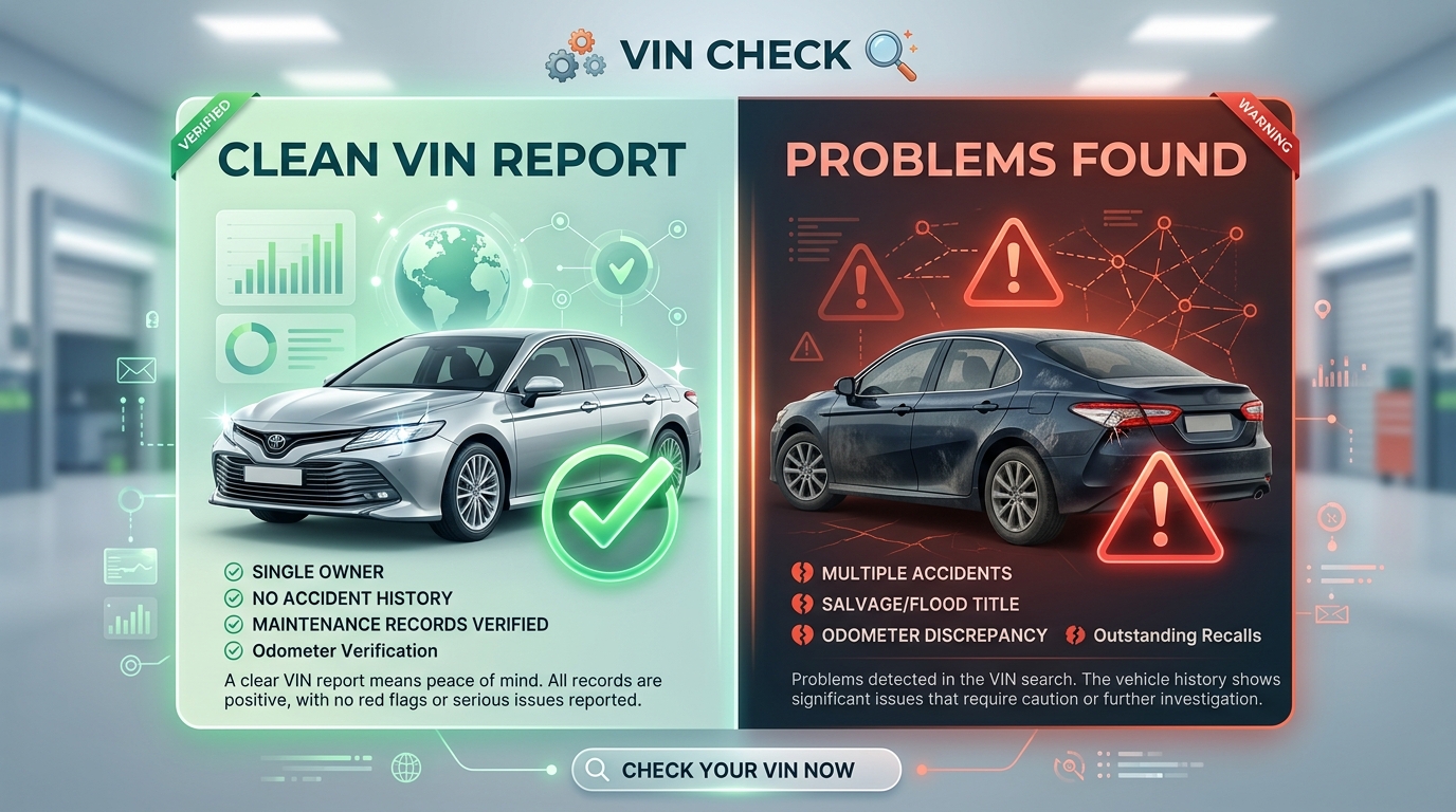 Clean vs problematic VIN check results comparison