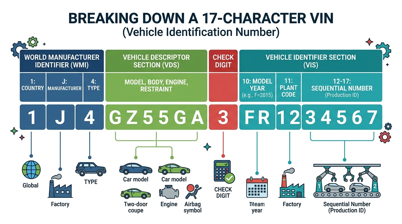 VIN Number Breakdown - 17 Character Sections Explained