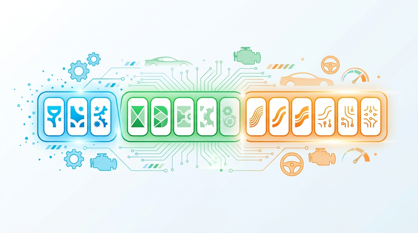 VIN structure showing WMI, VDS, and VIS sections of a 17-digit Vehicle Identification Number
